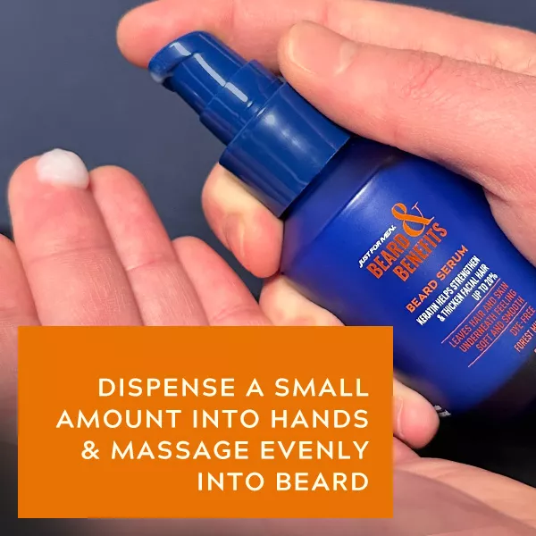 Dispense a small amount & massage into beard