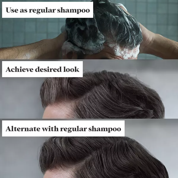 Use as regular shampoo, achieve desired look, alternate with regular shampoo