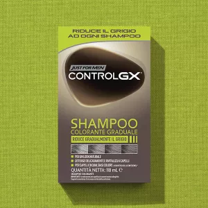 Control GX Shampoo on green fabric